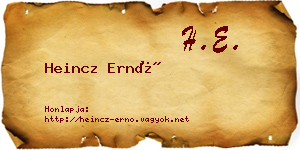 Heincz Ernő névjegykártya